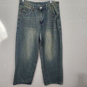Vintage Mid-Wash Relaxed FitDenim Jeans Straight Leg Unisex Casual Style Medium